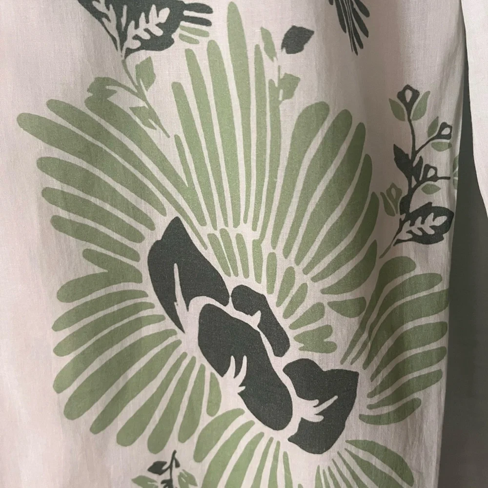 Haute Hippie White Green Floral Pants wide Leg high waist pants sz Large 12 14 - Picture 6 of 11